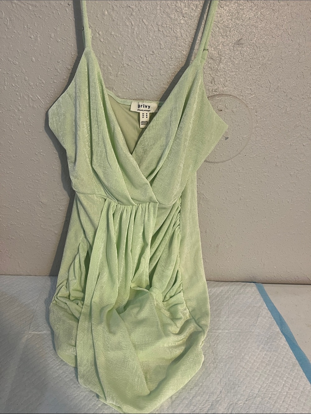 privy Light Sage Green Draped Cami with Spaghetti Straps